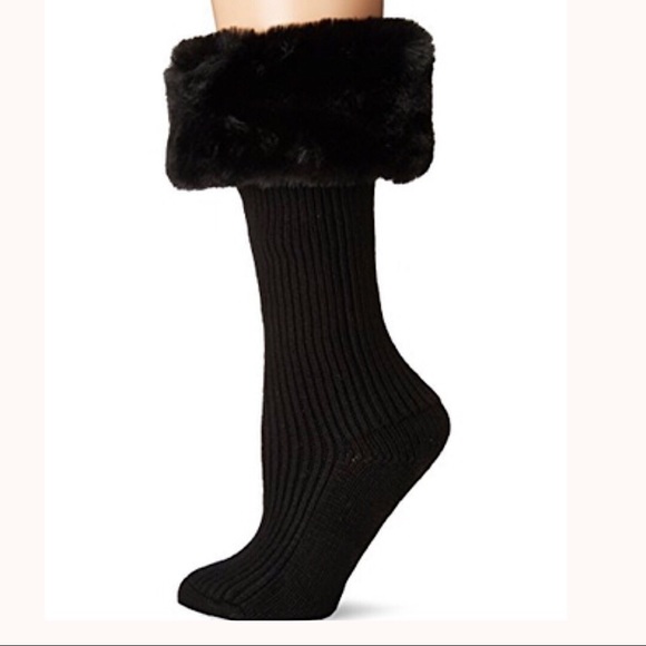 UGG Accessories - UGG Faux Fur Tall Rain Boot Socks Black MSRP $59